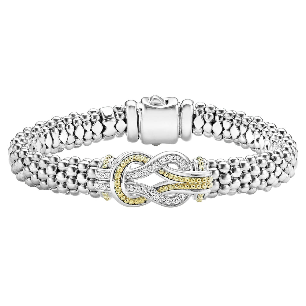 Newport Two-Tone Knot Caviar Diamond Bracelet | 9mm