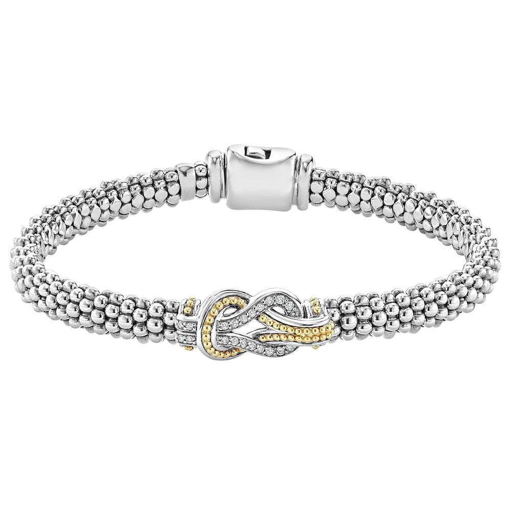 Newport Two-Tone Knot Caviar Diamond Bracelet | 6mm