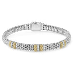 Caviar Lux Three Station Diamond Caviar Bracelet | 6mm