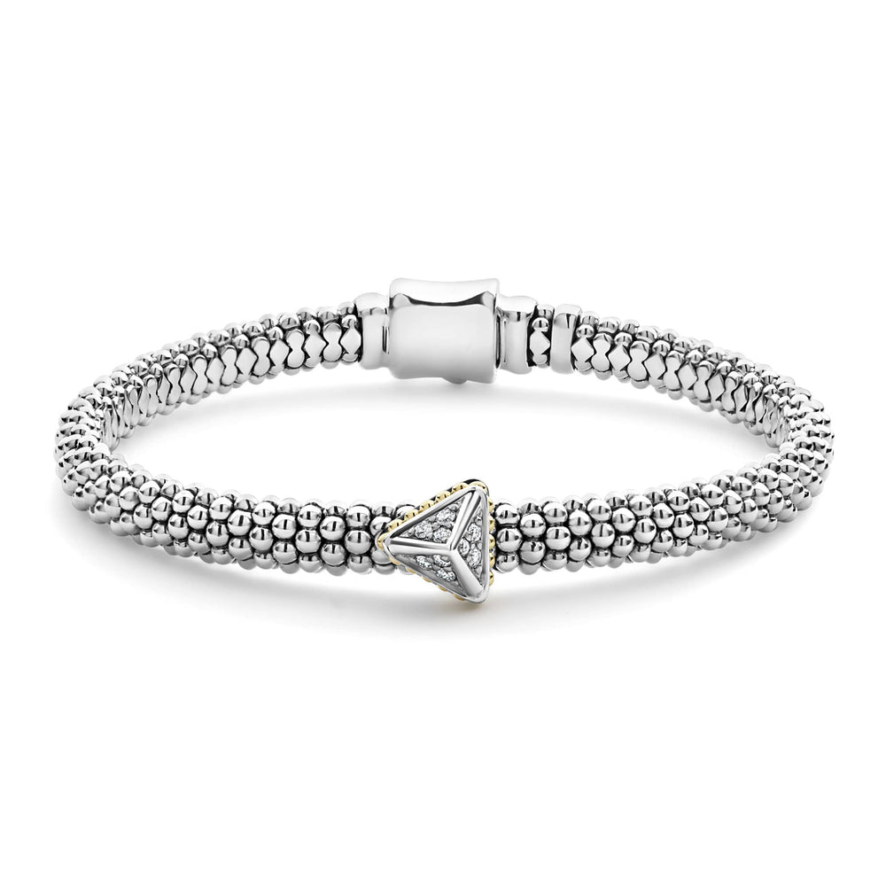 KSL Single Station Pyramid Diamond Caviar Bracelet | 6mm