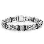 Black Caviar Double Station Diamond Caviar Bracelet | 9mm