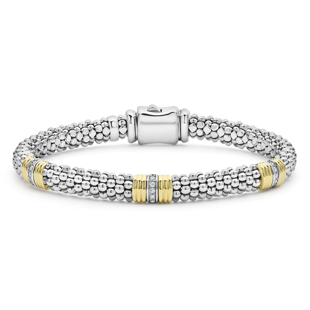 Signature Caviar Triple Diamond Station Caviar Bracelet | 6mm