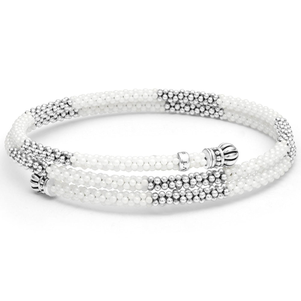 White Caviar Ceramic Beaded Wrap Bracelet