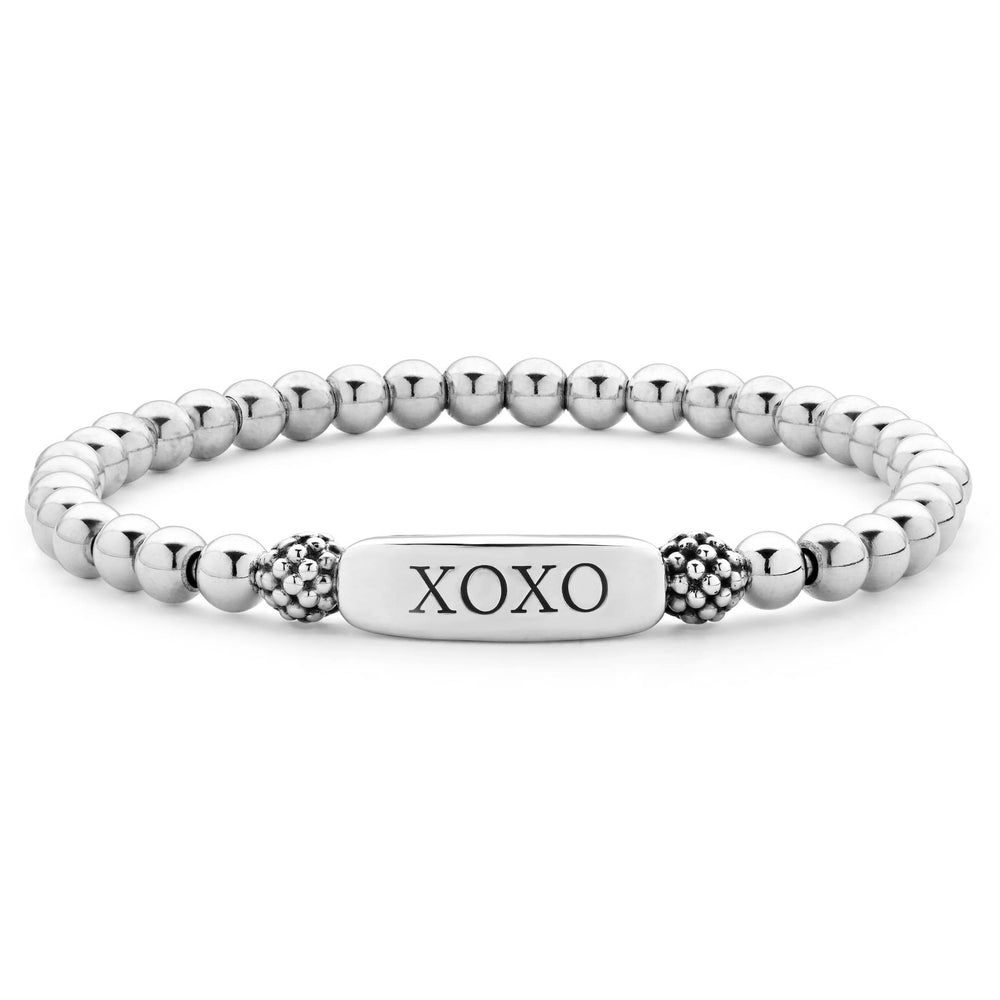 Signature Caviar XOXO Station Stretch Bead Bracelet