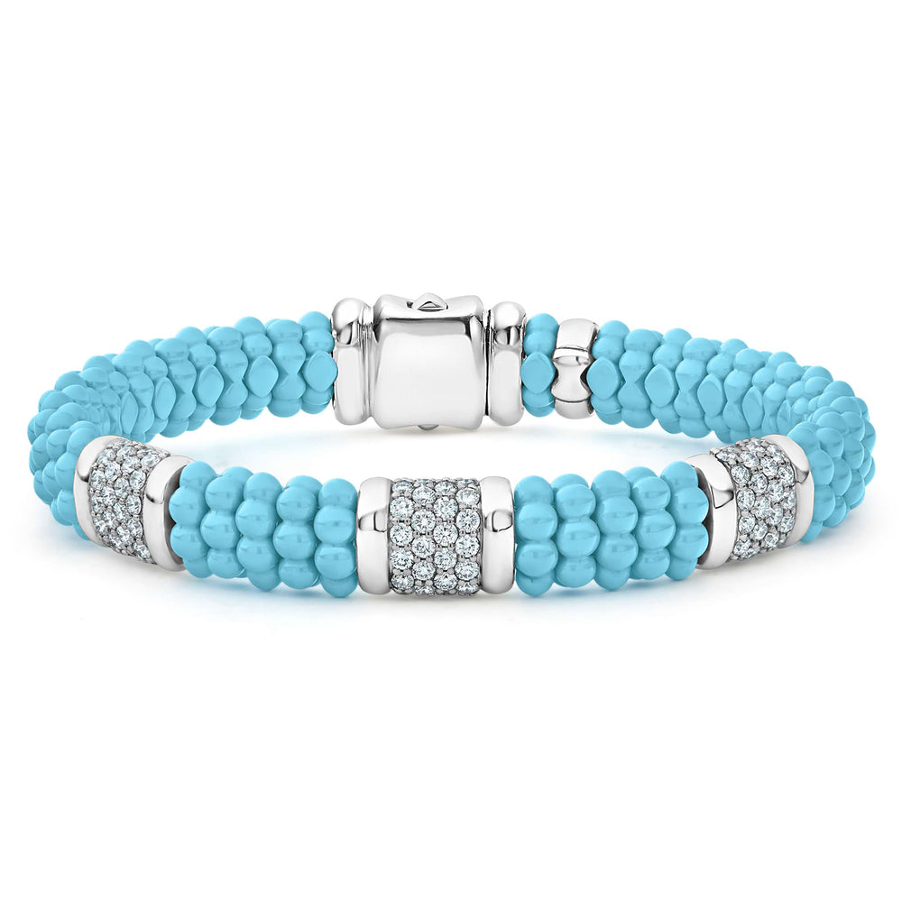 Blue Caviar Three Station Ceramic Diamond Bracelet | 9mm