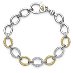 Caviar Lux Three Station Diamond Link Bracelet