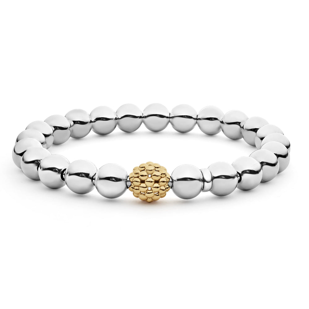 Signature Caviar Two-Tone Stretch Bead Bracelet