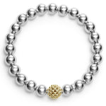 Signature Caviar Two-Tone Stretch Bead Bracelet