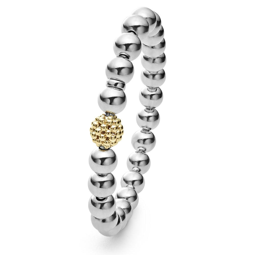 Signature Caviar Two-Tone Stretch Bead Bracelet