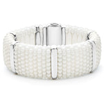 White Caviar Silver Station Statement Ceramic Caviar Bracelet | 23mm