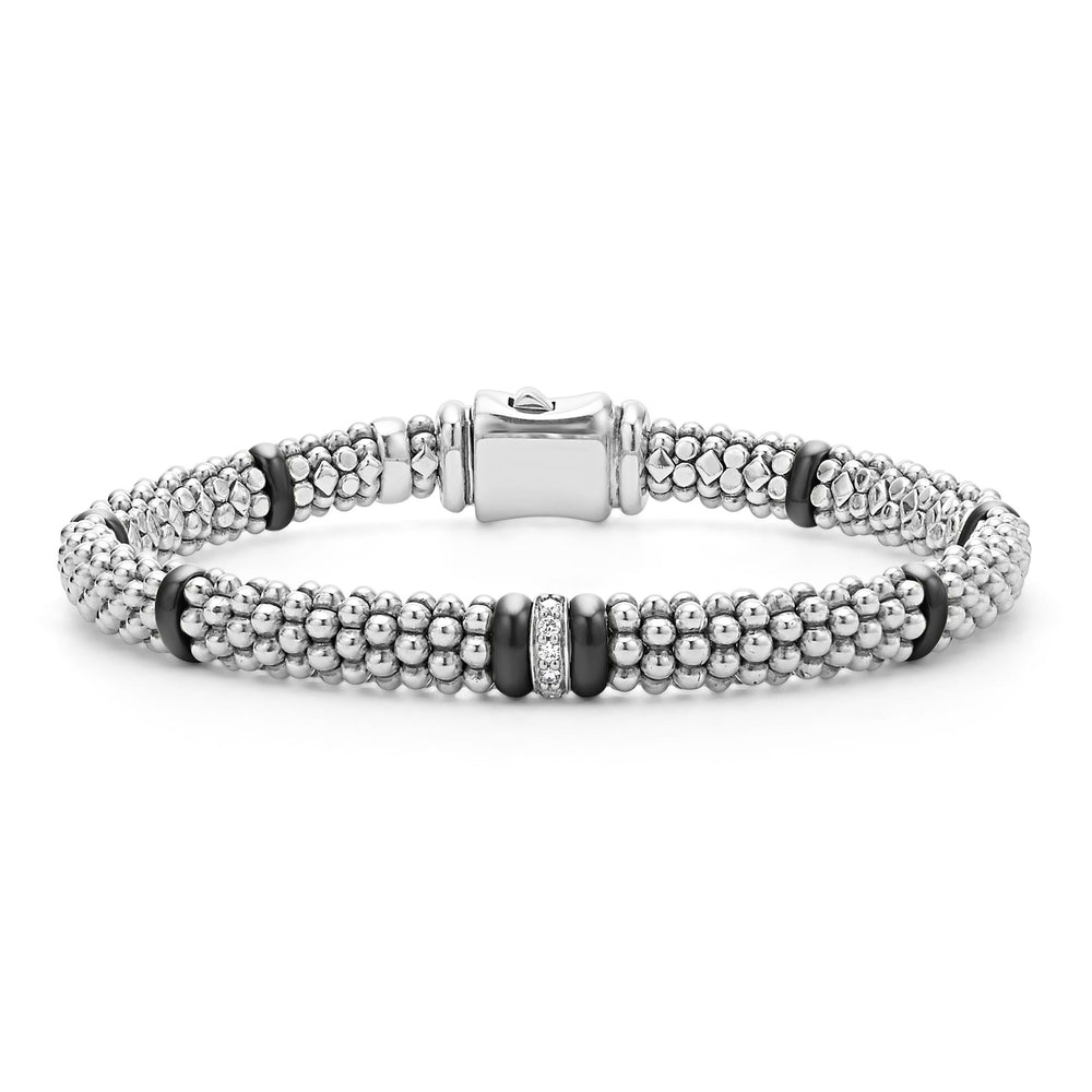 Black Caviar Single Station Diamond Caviar Bracelet | 6mm