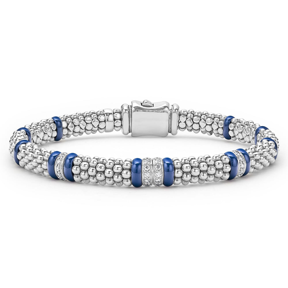 Blue Caviar Four Station Diamond Caviar Bracelet | 6mm