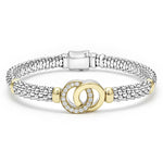 Signature Caviar Two-Tone Interlocking Diamond Caviar Bracelet | 6mm