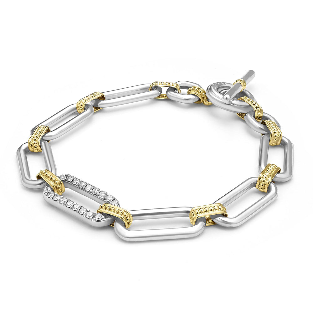 Signature Caviar Two-Tone Link Diamond Bracelet