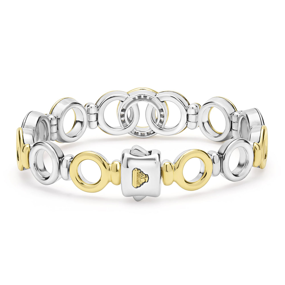 Signature Caviar Two-Tone Interlocking Diamond Link Bracelet