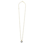 Meridian 18K Gold Black Ceramic Circle Pendant Necklace