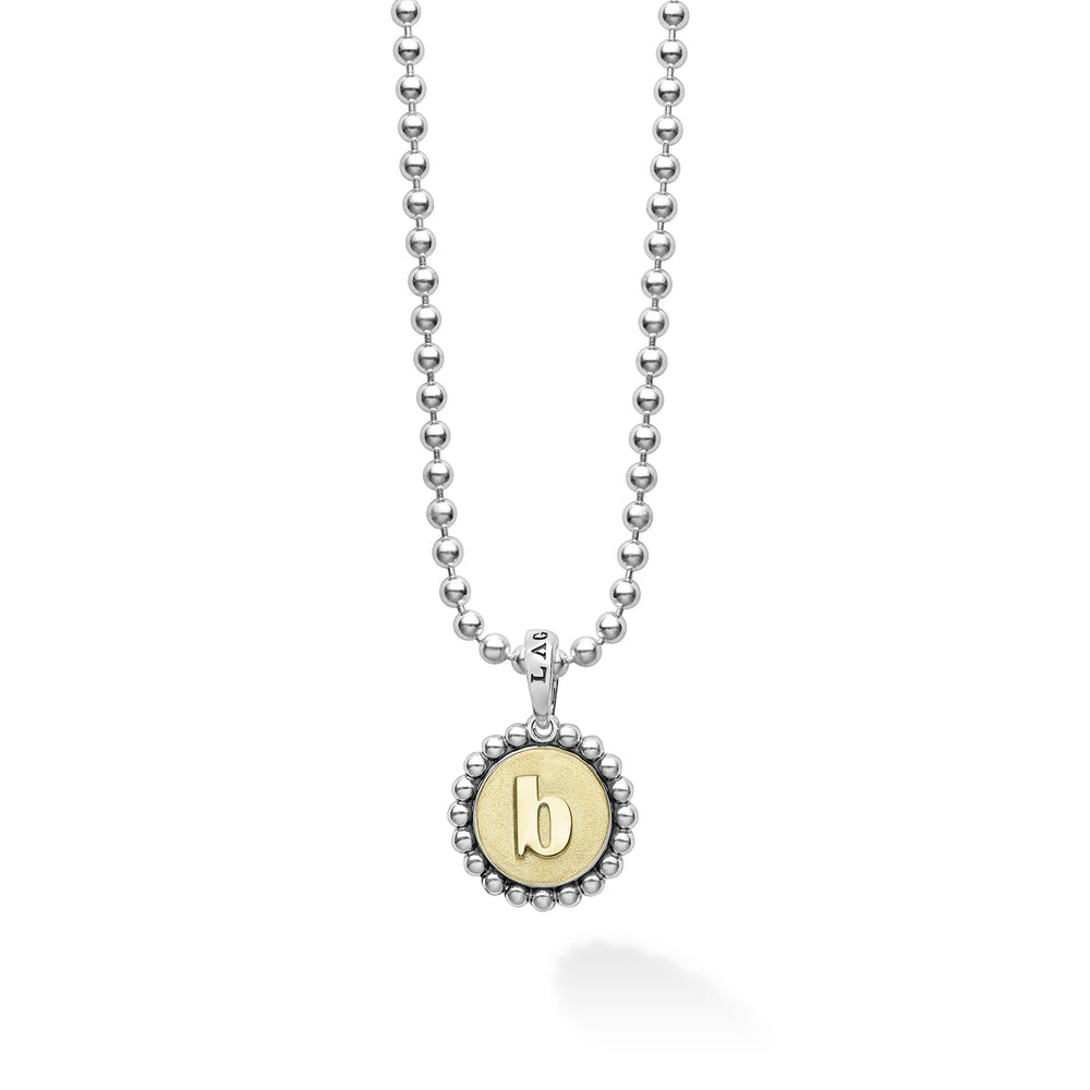 Signature Caviar B Initial Charm Necklace