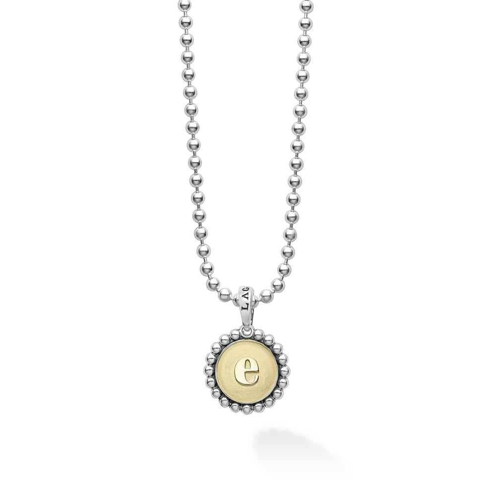Signature Caviar E Initial Charm Necklace