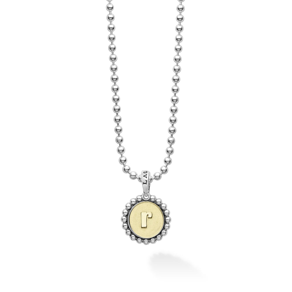 Signature Caviar R Initial Charm Necklace