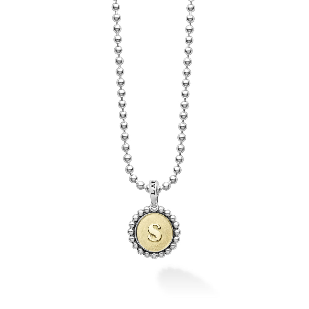 Signature Caviar S Initial Charm Necklace