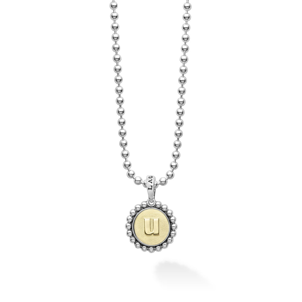 Signature Caviar U Initial Charm Necklace