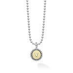 Signature Caviar V Initial Charm Necklace