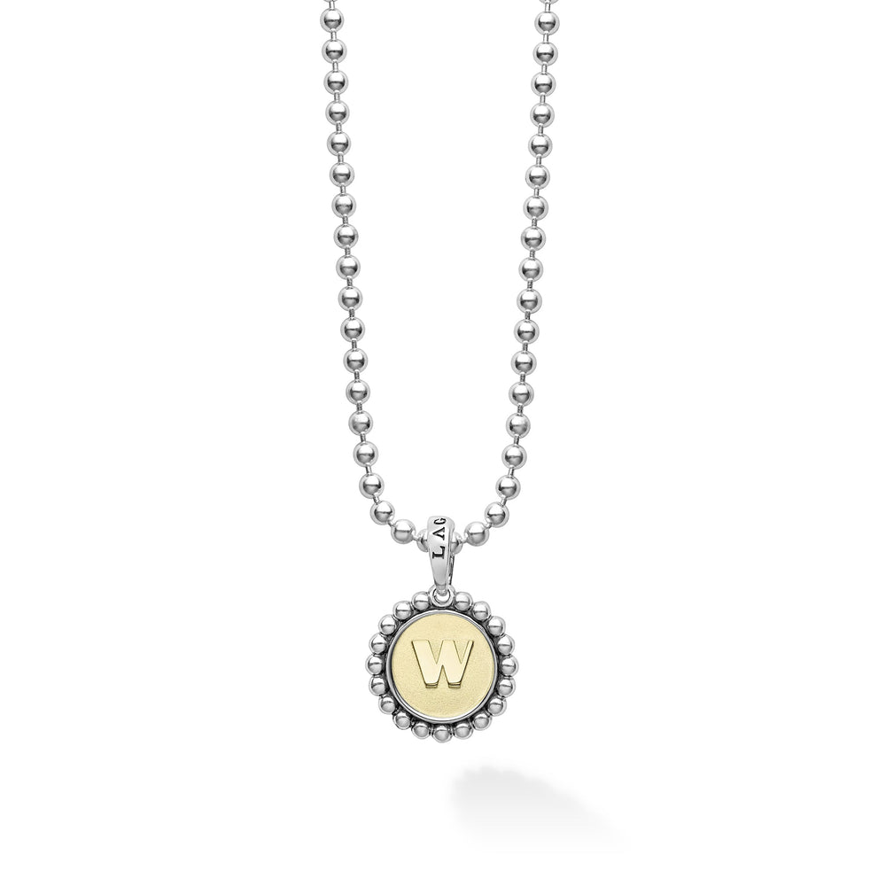 Signature Caviar W Initial Charm Necklace