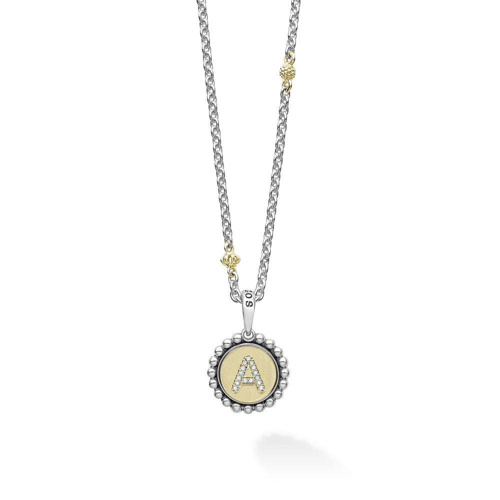 Signature Caviar A Initial Diamond Charm Necklace