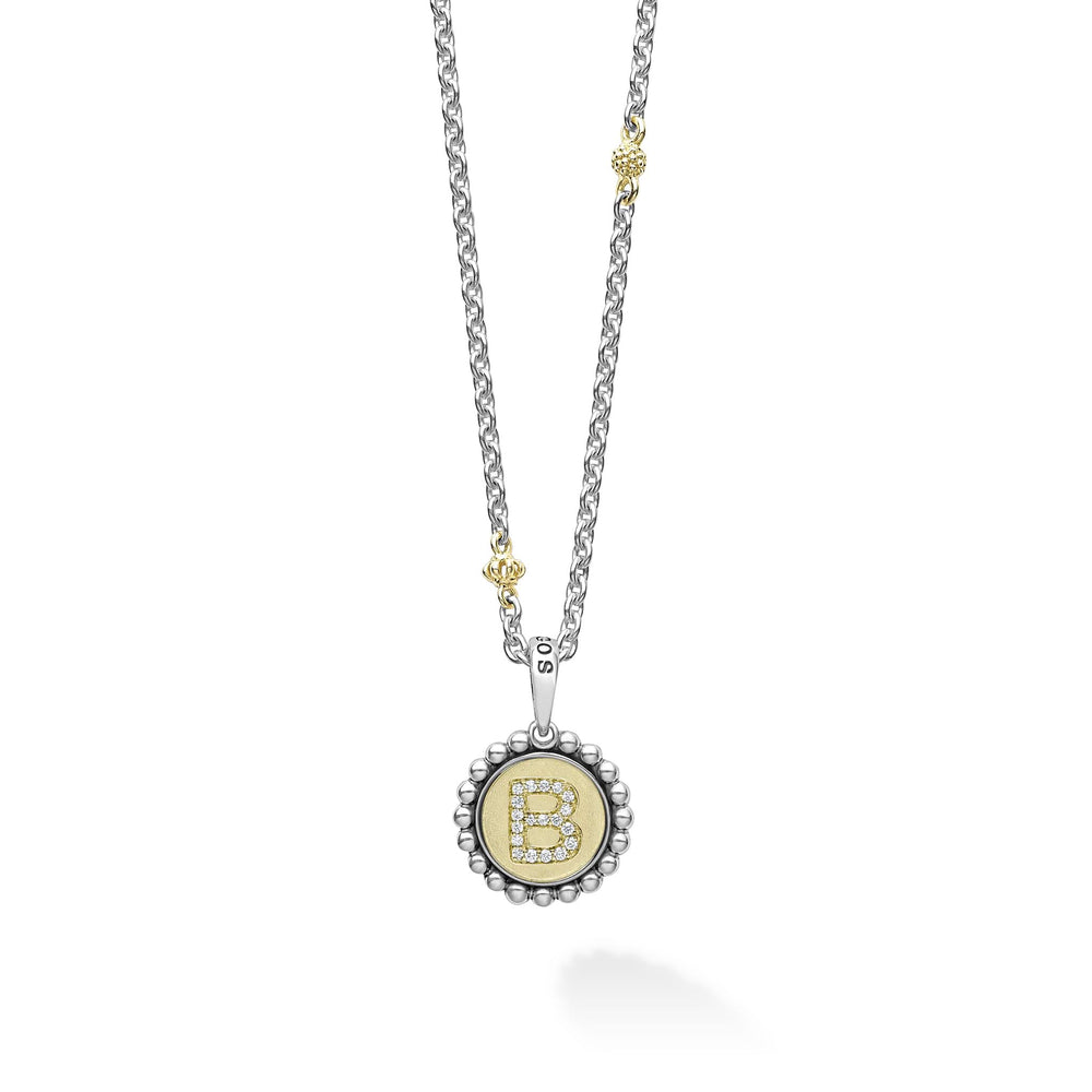 Signature Caviar B Initial Diamond Charm Necklace