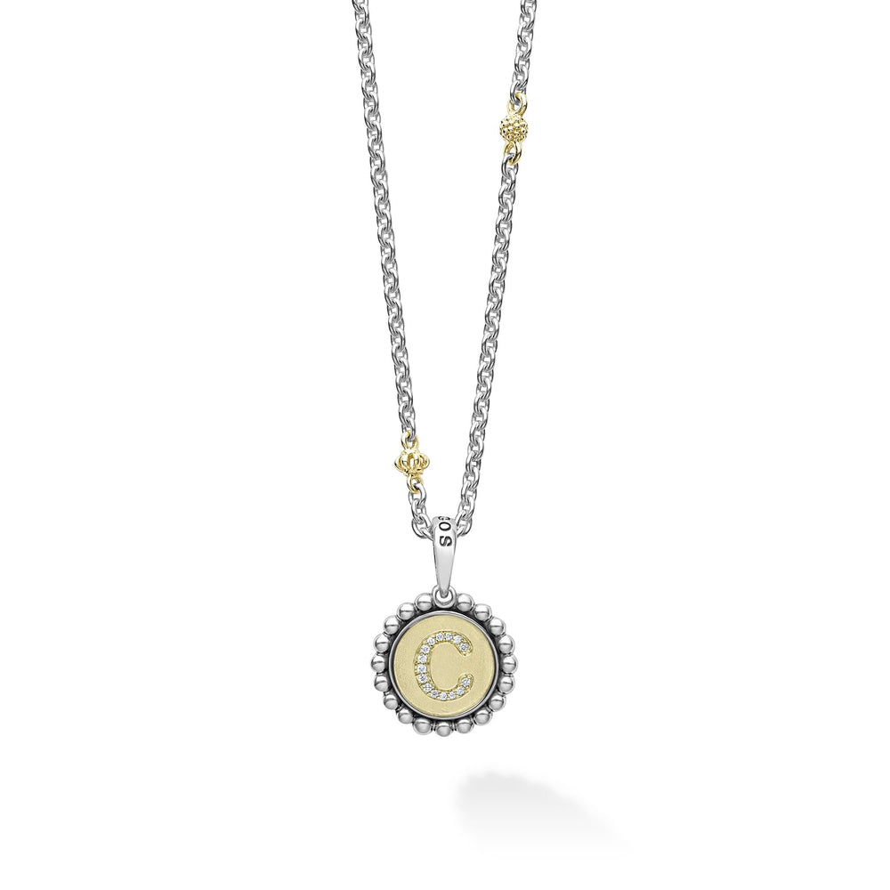 Signature Caviar C Initial Diamond Charm Necklace