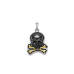 Anthem Two-Tone Black Agate Skull and Bones Pendant