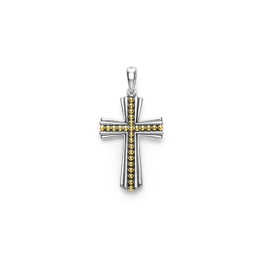 Anthem Two-Tone Caviar Beaded Cross Amulet