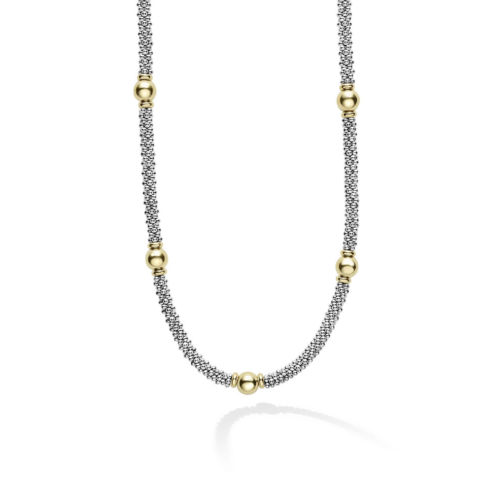 Signature Caviar Two-Tone Station Earrings and Necklace Gift Set