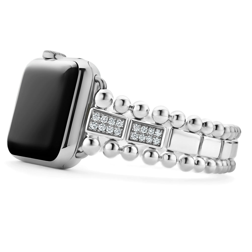 Smart Caviar Sterling Silver Half Diamond Watch Bracelet-38-45mm