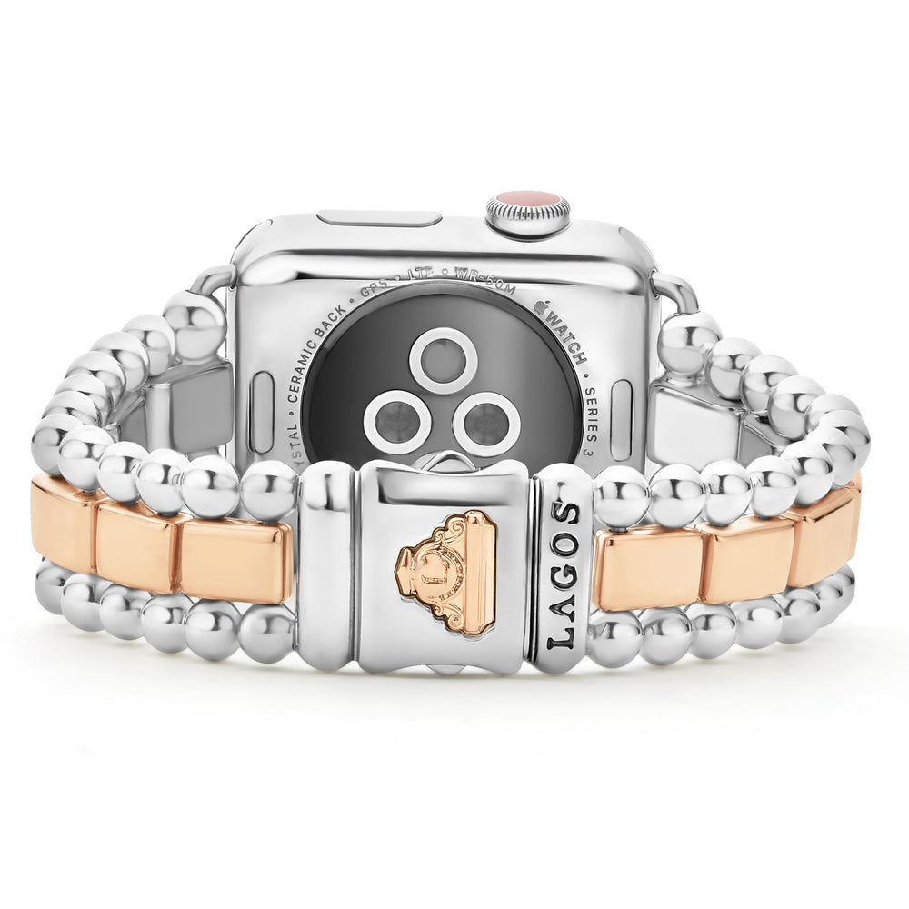 Smart Caviar 18K Rose Gold and Sterling Silver Single Diamond Watch Bracelet-38-45mm