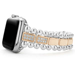 Smart Caviar 18K Rose Gold and Sterling Silver Half Diamond Watch Bracelet-38-45mm