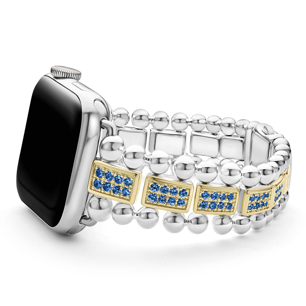 Smart Caviar 18K Gold and Sterling Silver Blue Sapphire Watch Bracelet-38-45mm