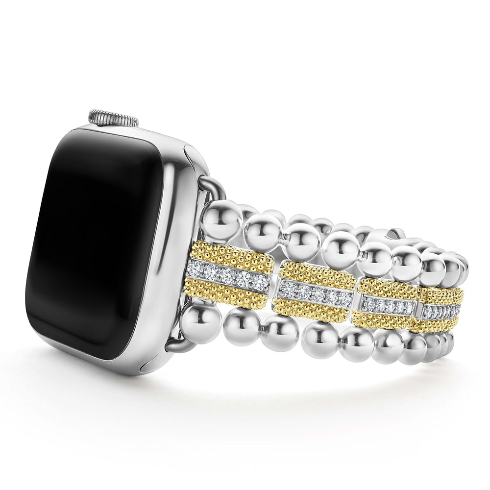Smart Caviar 18K Gold and Diamond Caviar Beaded Watch Bracelet-38-45mm