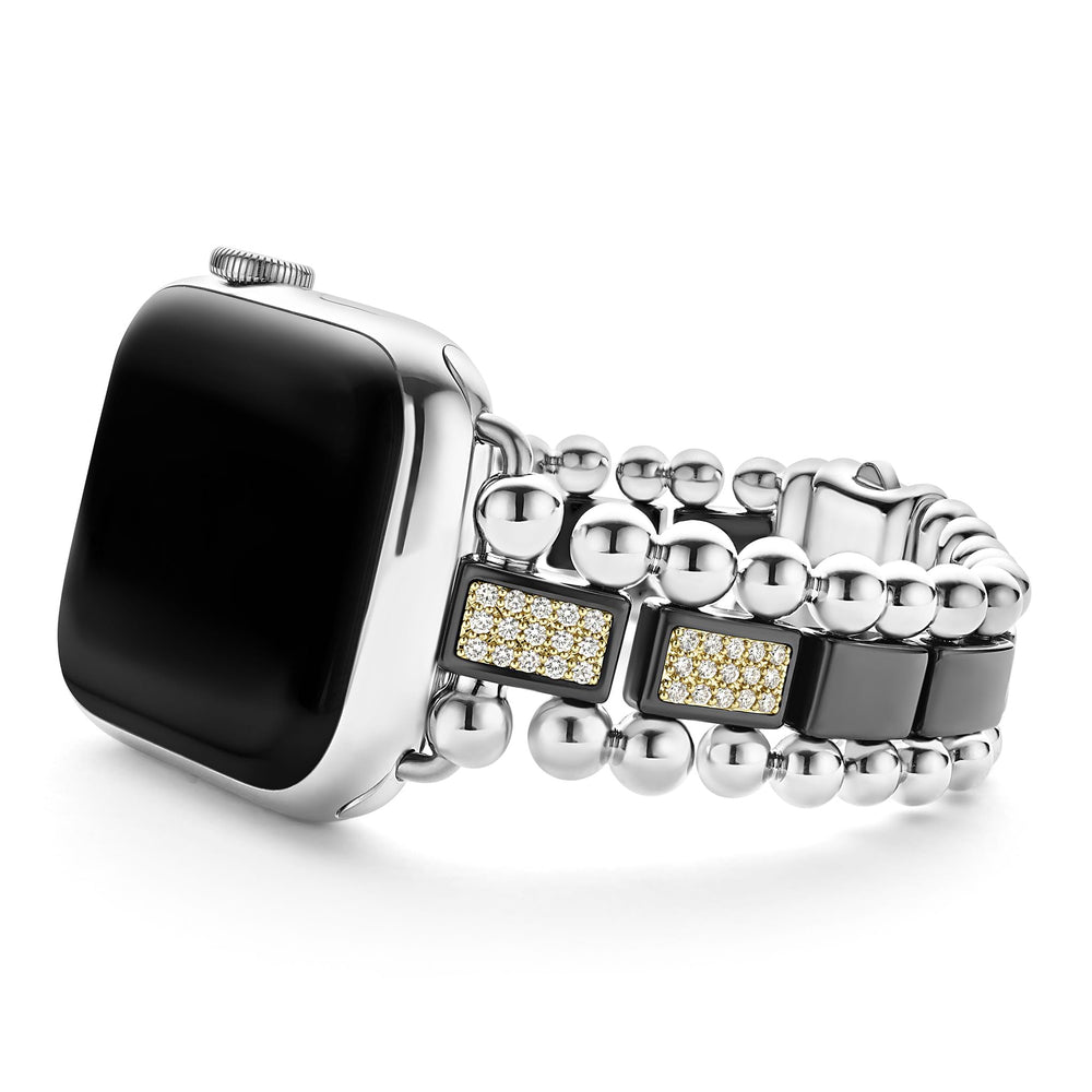 Smart Caviar Black Ceramic Half Diamond Watch Bracelet-38-45mm