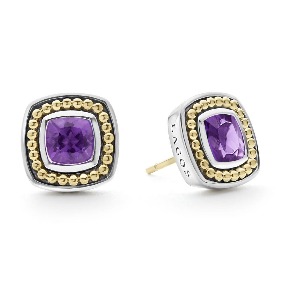 Caviar Color Amethyst Stud Earrings