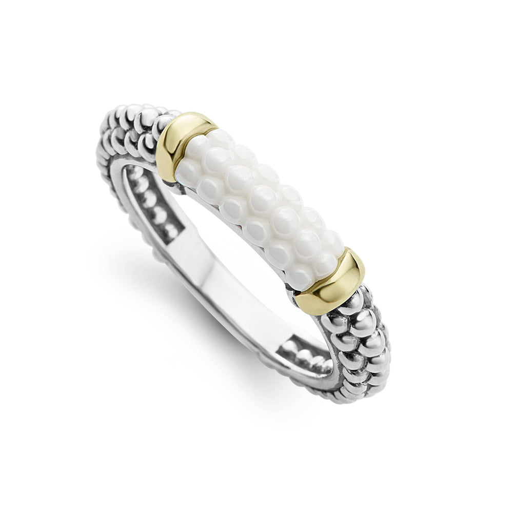 Black & White Caviar Ceramic Two Tone Caviar Stacking Ring