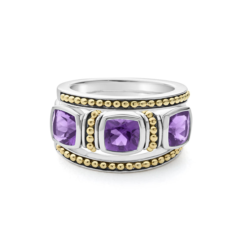 Caviar Color Amethyst Stacking Rings