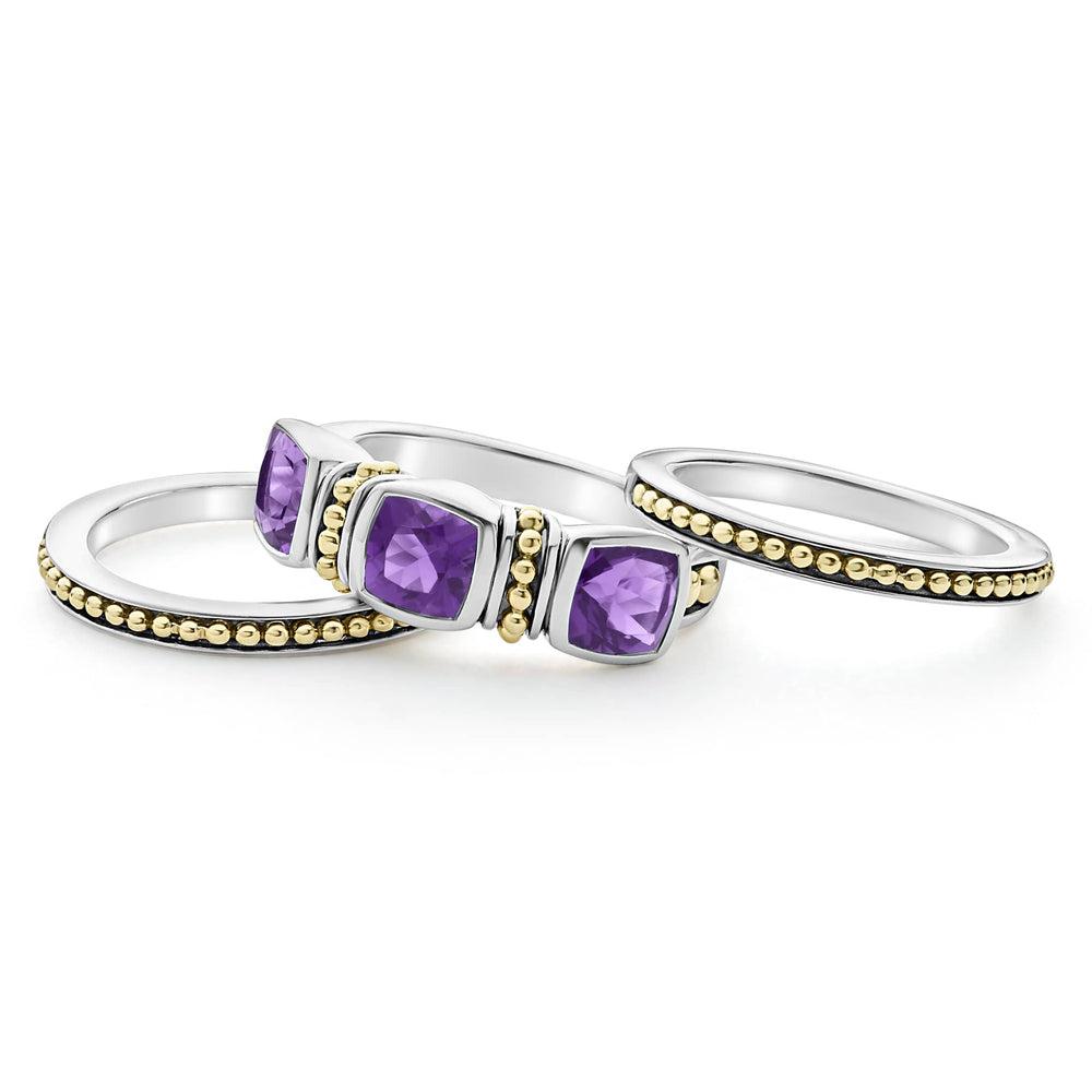 Caviar Color Amethyst Stacking Rings