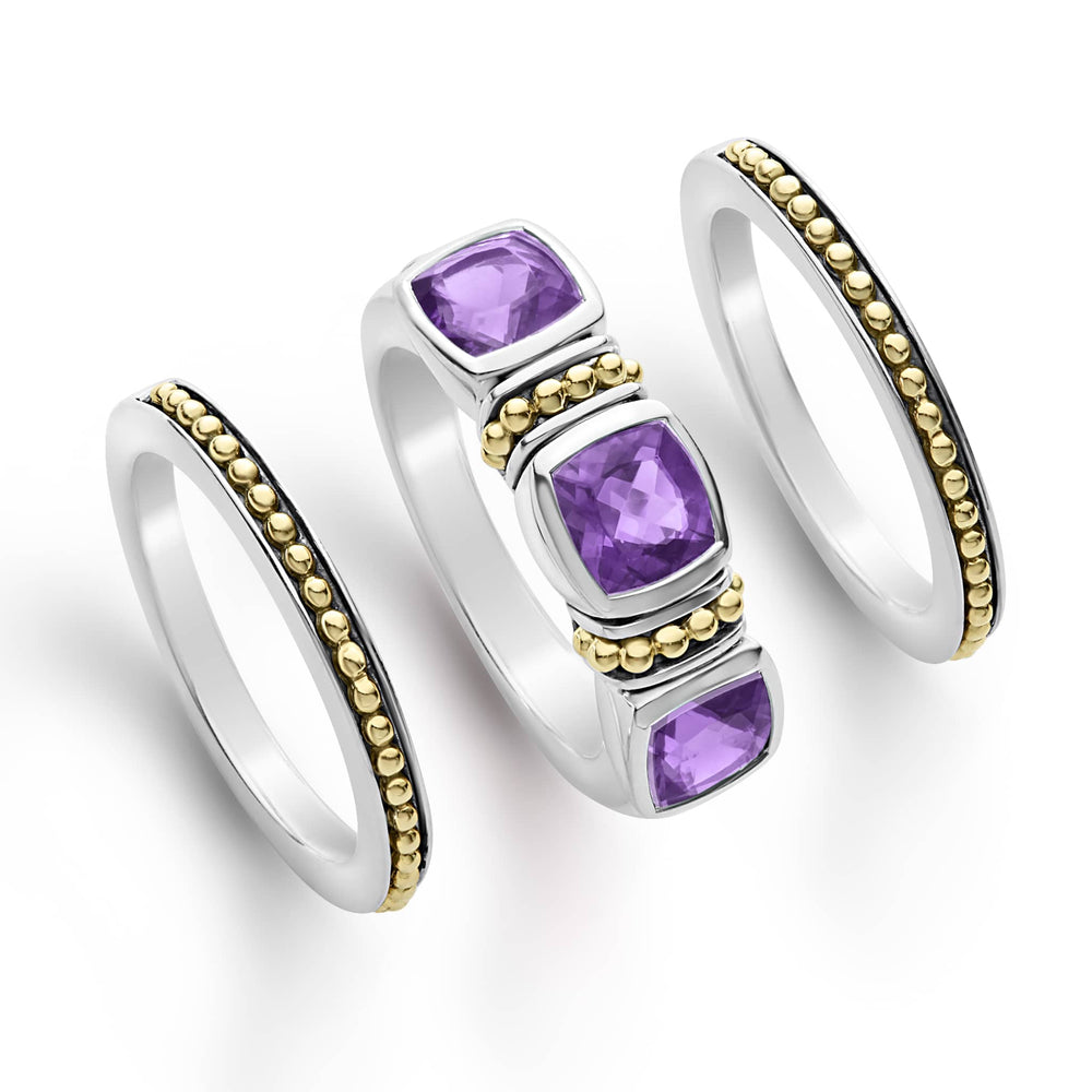 Caviar Color Amethyst Stacking Rings