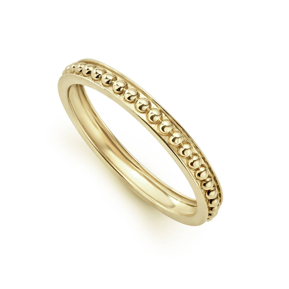 Caviar Gold Beaded Gold Stacking Ring