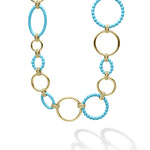 Blue Caviar 18k Gold and Blue Ceramic Link Necklace