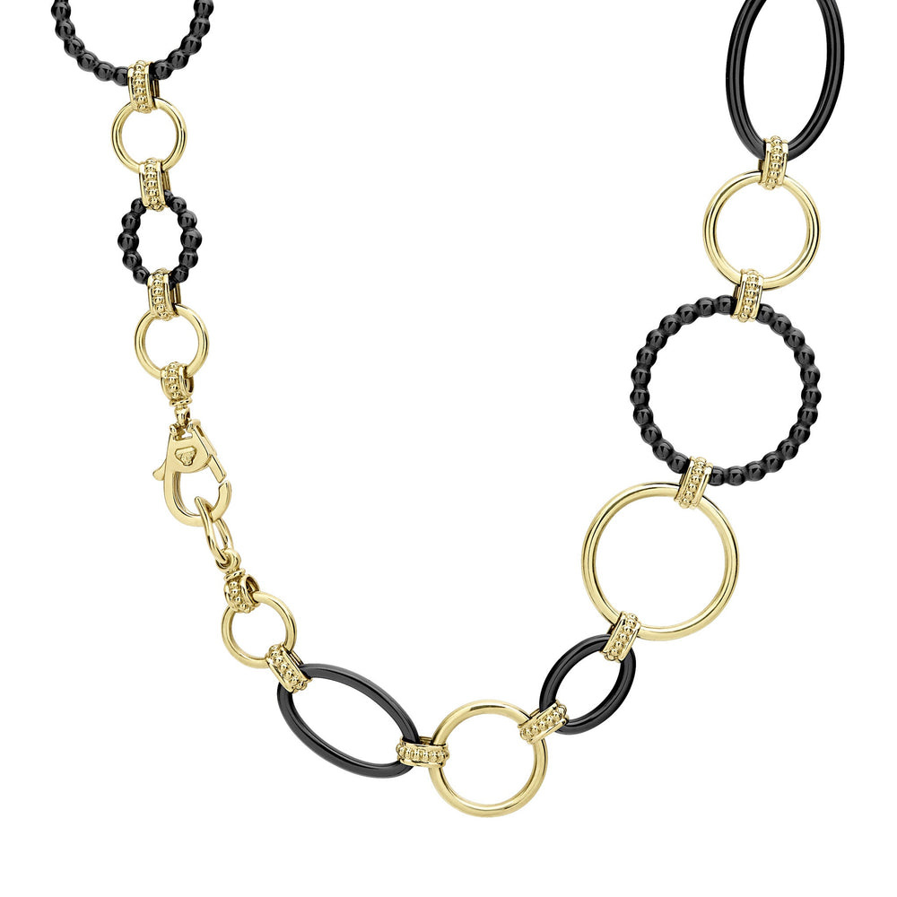 Black Caviar Gold and Black Ceramic Link Necklace