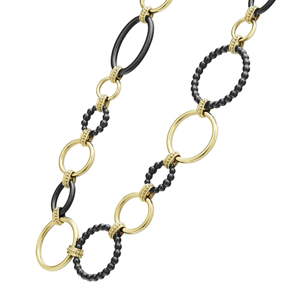 Black Caviar Gold and Black Ceramic Link Necklace