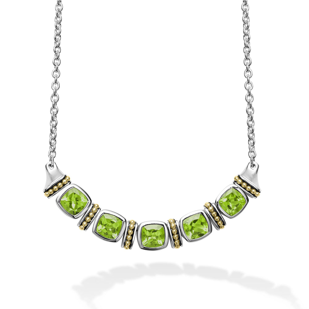 Caviar Color Five Station Peridot Necklace