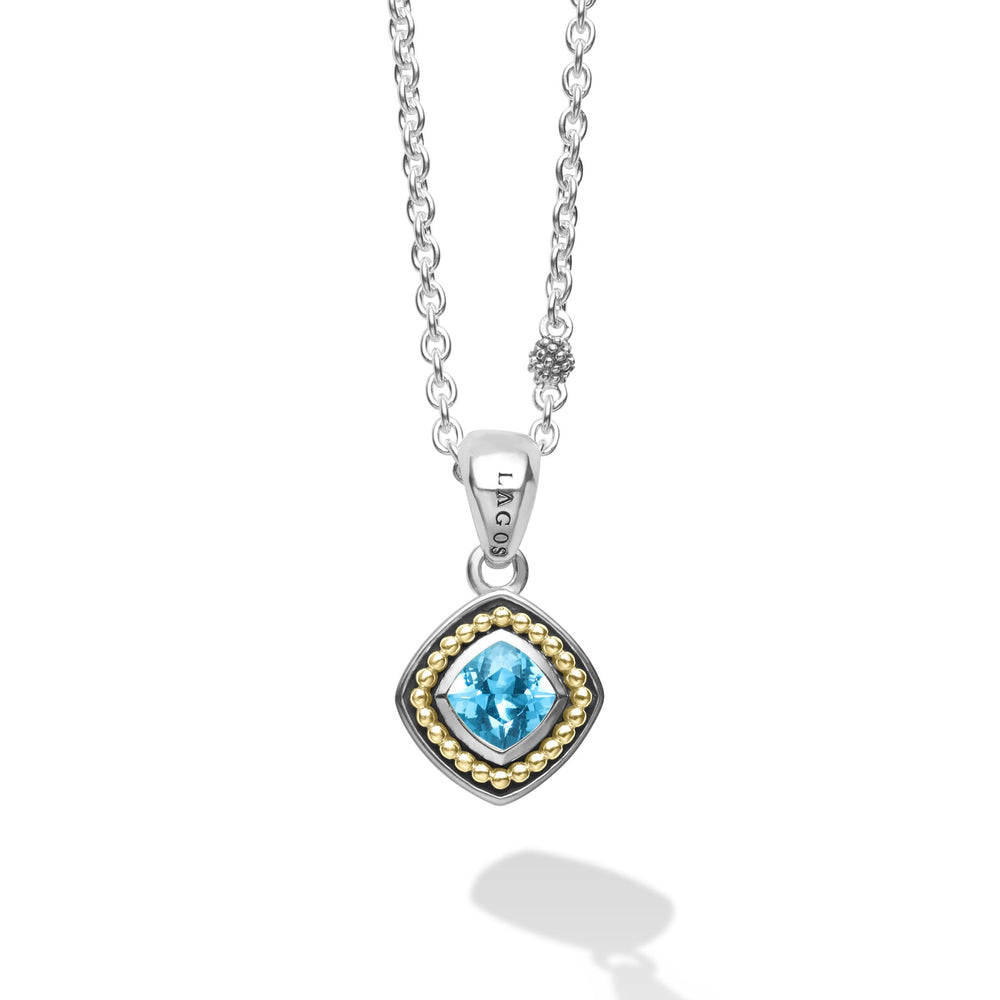 Caviar Color Swiss Blue Topaz Pendant Necklace